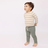 Biokatoen kindershirt met lange mouwen - Donkergroen gestreept